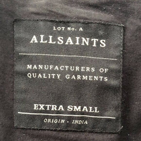 ALLSAINTS Men's/Unisex Conroy Crinkled Leather Biker Moto Jacket Black Olive XS - Picture 10 of 16